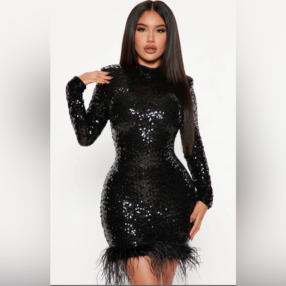 Sparkle In The Night Sequin Mini Dress - Black